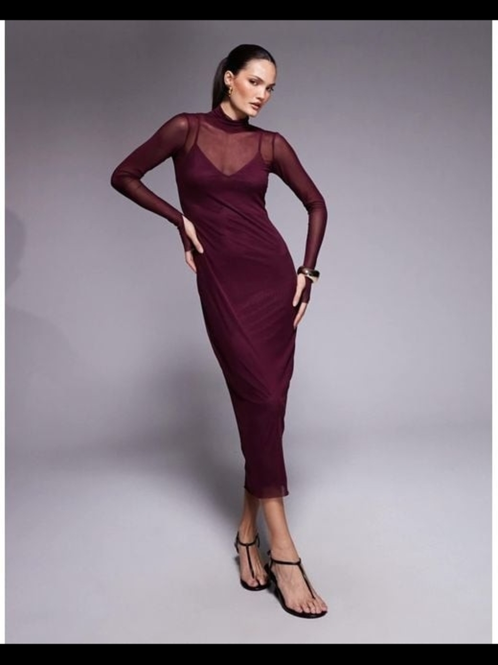 Women's Plum Shailene High Neck Mesh Midi Dress NWT
